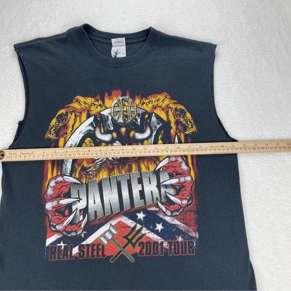 Vintage Pantera Tour T Shirt Men’s Size Large  2001 Real Steel Tour Sleeveless - Picture 7 of 11